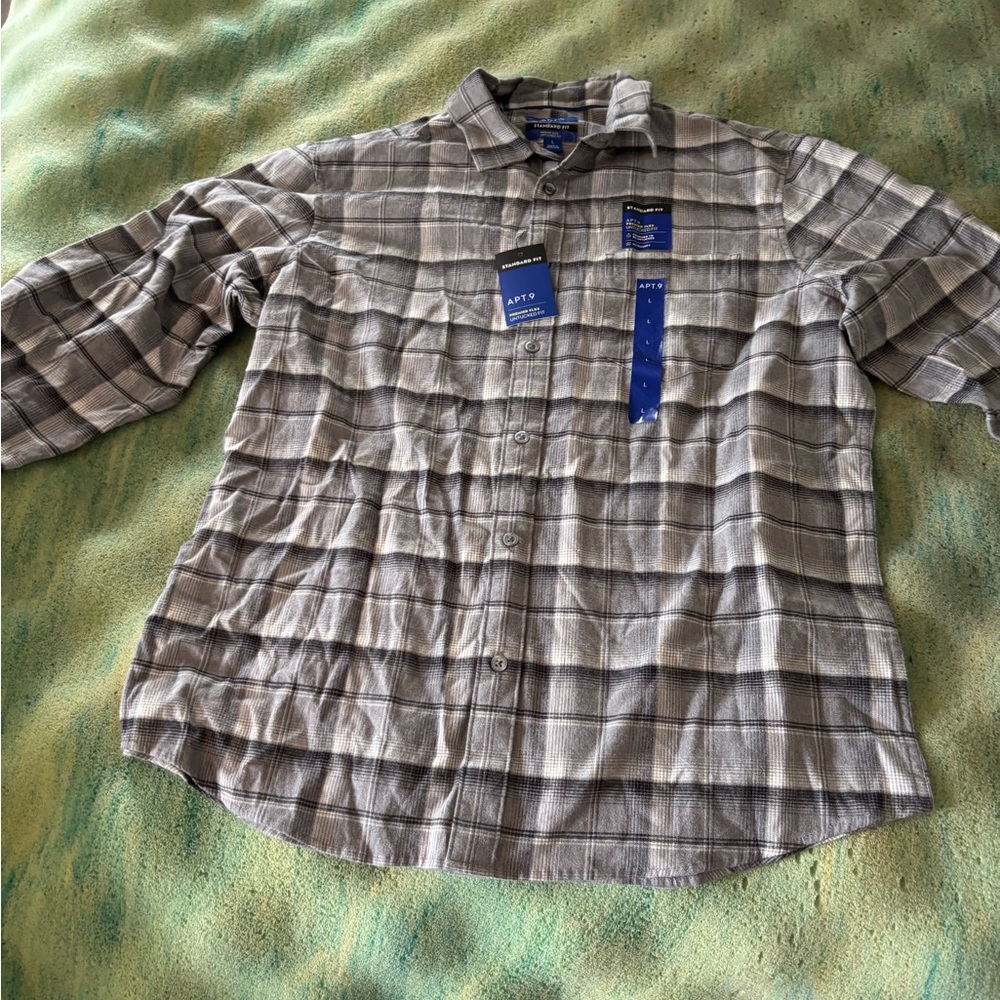 Apt. 9 Gray and Black Plaid Shirt